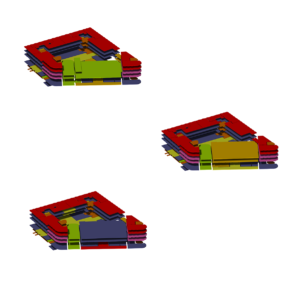 3D Funktionsgliederung der Varianten 2-3-4 für die Neunutzung des sogenannten Isola Chiozza Straßenblocks im Stadtzentrum Triest