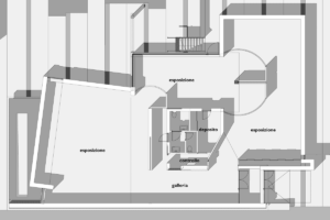 Neugestaltung der Galerien für moderne und zeitgenössische Kunst im Museo Ugo Carà Muggia Triest 3D Darstellung der Ausstellungskonfigurationen