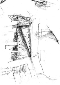 Realisierungswettbewerb für die neue Gestaltung der zwei Plätze von Opicina Triest. Entwurfsskizze für Piazzale Monte Re